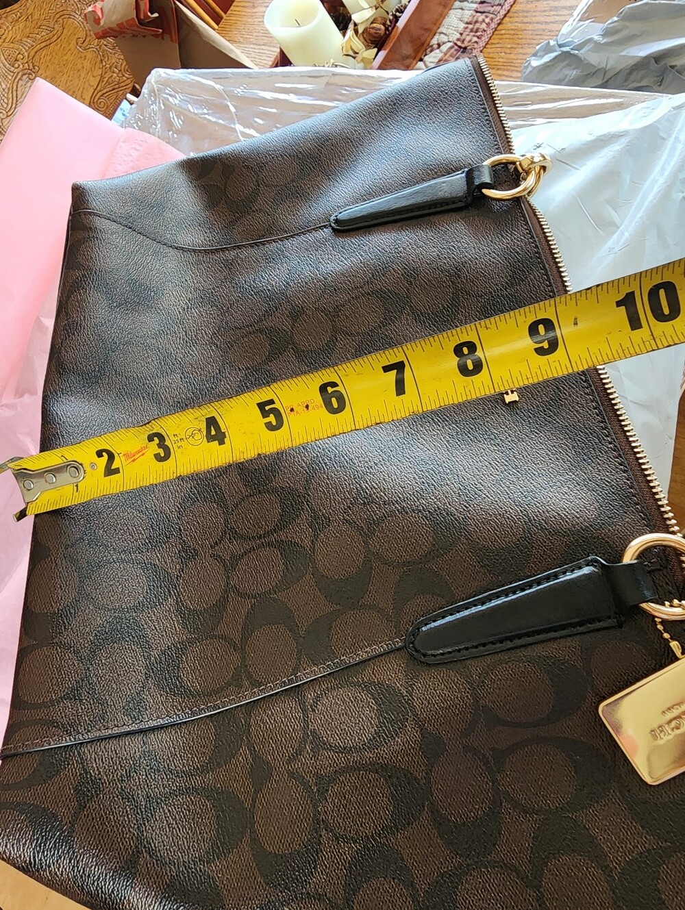 Coach Brown Signature Tote with Black Straps - Picture 3 of 3